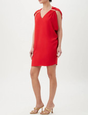 NWT- Trina Turk 'Kanpeki' Cape-Shoulder Crepe Mini-Dress, Reina Red - Size 6