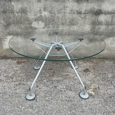 TAVOLO TECNO modl. NOMOS design Norman Foster TONDO PIANO IN CRISTALLO