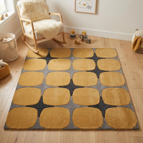 Tappeto senape geometrico - , 100%