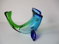 Fulvio Bianconi per Venini 1993 pesce in vetro verde e blu firma ed etichetta