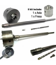 Fresa A Tazza Carotatrice Per Muro Pietra Da 30 A 160mm + Asta Da 60cm Sds Plus