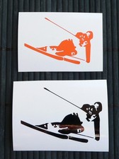 adesivo sciatore sci auto moto