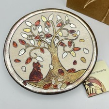 Piatto da collezione in ceramica Albero della Vita Gatto Antonio Zaccarella Raku