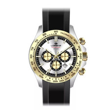 Orologio Uomo LORENZ 26176BB Chrono Silicone Nero Gold Dorato Sub 100mt