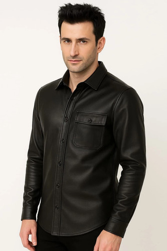 Giacca pelle uomo - nera, slim