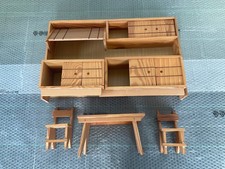 Cucina Bambole Credenza Legno Vintage Tavolo Sedie Barbie size anni 80*22