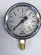 Manometro Inox Wika 0-12 Bar diametro 63. mm  attacco 1/4" gas Con glicerina