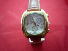 Orologio da polso Made in Swiss Helveco H16-0 Quadrante Oro e Perla Cronografo Cinturino in pelle