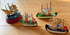 BARCHE IN MINIATURA IN LEGNO VINTAGE-PESCHERECCI E VELIERO-PORTOFINO-