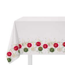 KASANOVA Tovaglia natalizia bianca palline rosse e verdi rosso