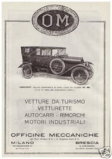 PUBBLICITA' 1920 AUTO D'EPOCA OM OFFICINE MECCANICHE BRESCIA LIMOUSINE PIRELLI 