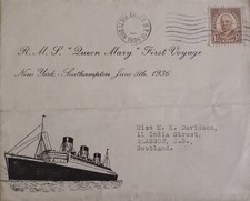 BUSTA VIAGGIATA FIRST VOYAGE TRANSATLANTICO QUEEN MARY