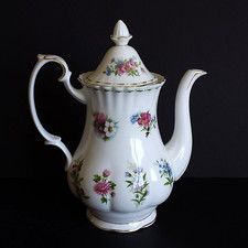Royal Albert "FIORE DEL MESE" CAFFETTIERA/TIERA con coperchio made in ENGLAND 1984 NUOVA