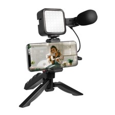 Kit Vlogger Treppiede per Smartphone 4,7"–7" con Luce LED Microfono Direzionale