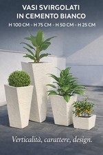 Vaso Alto In Cemento Bianco