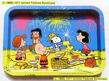 ? PEANUTS SNOOPY Vintage 1980 Vassoio Metallo smaltato Metal Tray IMMACULATE ?