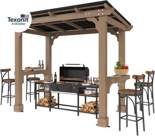 Wooden grill gazebo - wooden,