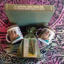 LOTTO EGYPT MAZZO TAROCCO EGIZIANO 2 TAZZE LACCATE ORO + Libro DR. MOORNE BIETTI