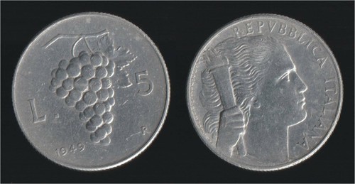 Lire 1949 grappolo uva - 1949, d'uva