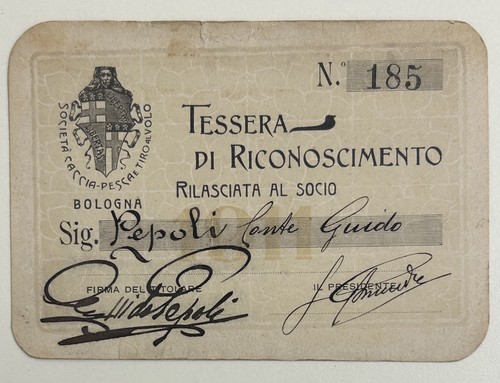 1911 bologna tessera sport - tessera,