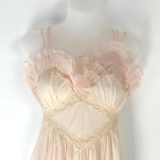 Splendida camicia da notte vintage Neusteters rosa fata stravagante pizzo tulle trasparente 32