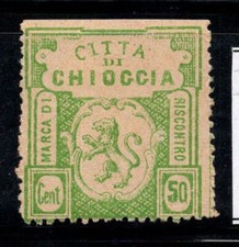 Città di Chioggia - MNH 100% Italia Fiscale 50 Centesimi, Stemma Verde, Leone