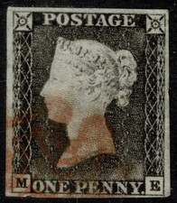 1840 1d Grey-Black Plate 1a ME