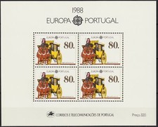 Portogallo 1988 Europa Trasporto Postale Carrozza Cavalli Comunicazione m/s MNH