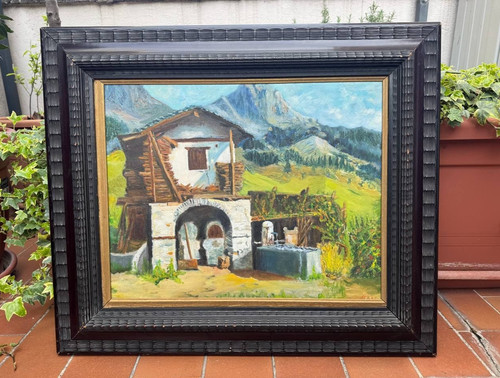 Dipinto olio veduta - olio,