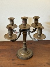 Candelabro Antico in Ottone a 5 Bracci