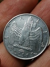 "ERRORE" 1 LIRA IMPERO 1940 XVIII BORDO LISCIO E RIGATO IN PARTE TOTALM. LISCIO 