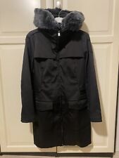 Dek’Her Cappotto Donna,cappuccio con pelliccia Rex brinato,taglia XL,colore nero