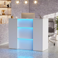 Banco Receptio Con LED, Bancone Reception Con Cassetti E Armadi Chiudibili, Banc