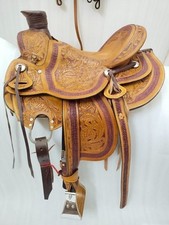 Sella per cavalli Wade con forcella albero in pelle premium per lavori di...