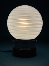 Vintage Lampada Da Tavolo Con Sfera In Vetro Decorazione Spirale Design 1970