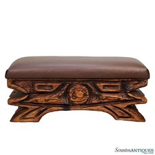 Panca vintage Witco Tiki in legno intagliato