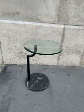 TAVOLINO 80s PIANO SPESSO ROTABILE IN CRISTALLO  MARMO NERO  DESIGN COFFE TABLE