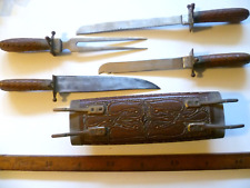 PORTA FORCHETTA COLTELLI ARROSTO FORMAGGIO INDIA LEGNO METALLO ANNI 60 VINTAGE