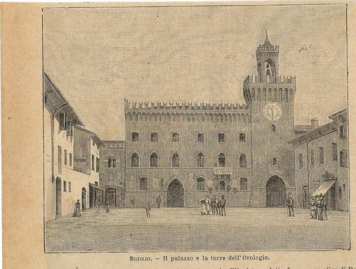 Stampa antica budrio piazza - antica,