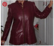 giubbotto donna in vera pelle bordeaux taglia L