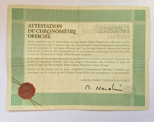 Rolex 1970 carta perforata
