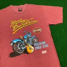 Camicia Harley Davidson Vintage Uomo M Rossa Motociclista Chitarra Logo anni 90 USA