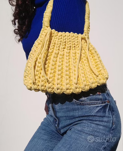 Borsa donna gialla uncinetto - gialla, a