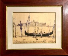 Quadro Venezia 1972 - Tecnica China su Legno 30x40 cm. Cornice Noce 50x60