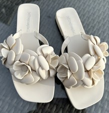 Jeffrey Campbell Floralee Slide Sandal Cream Size 37/6