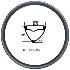 Cerchio bicicletta in fibra di carbonio completo 29 pollici tubeless clincher cerchio a forma di V DH 38,5 * 28 mm