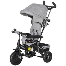 Triciclo bambini 6 in 1 con maniglione, tettuccio e cintura, 1-5 anni, grigio