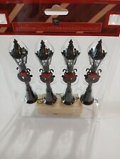 4 Lampioni Con Luci Per Paesaggi Natalizi In Plastica E In Metallo A Batteria 