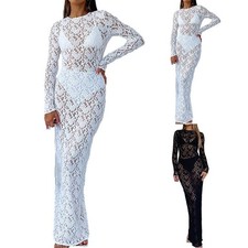 Elegante abito maxi in pizzo a