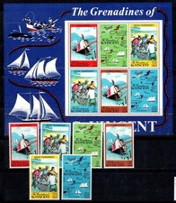 San Vincenzo Grenadine 1971 Michel Bl. 1, 303-308 Blocco 100% Cultura, Pesca, Carta